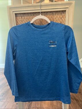 Vineyard Vines Blue Long Sleeve Shirt with Fish Logo